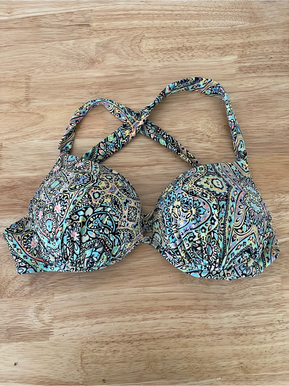 Vintage Y2K Victoria's Secret Paisley Bikini Top the gorgeous og push-up 34C